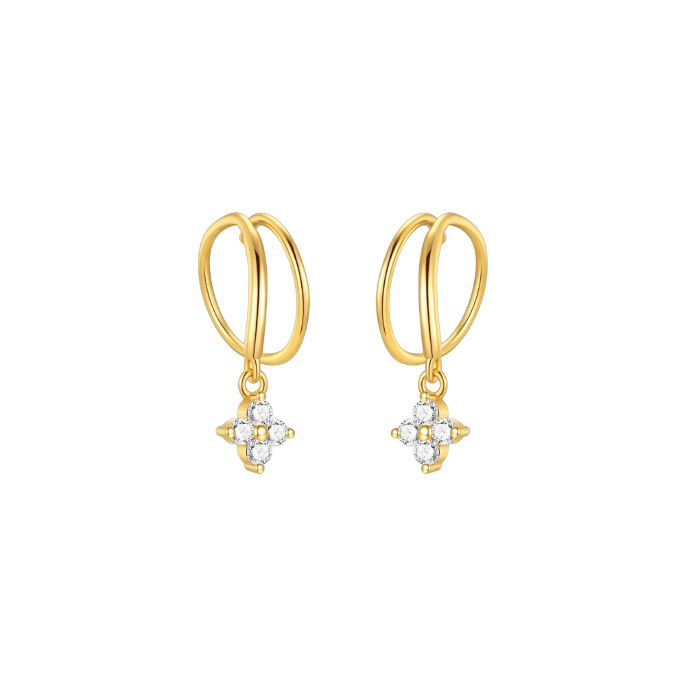 Aretes flor de zirconia