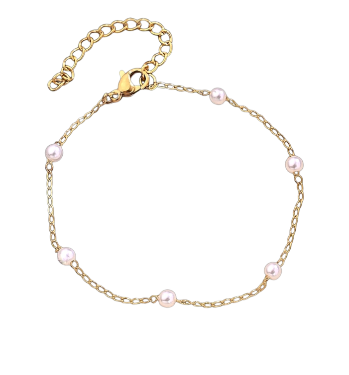 Pulsera delgada con perlas