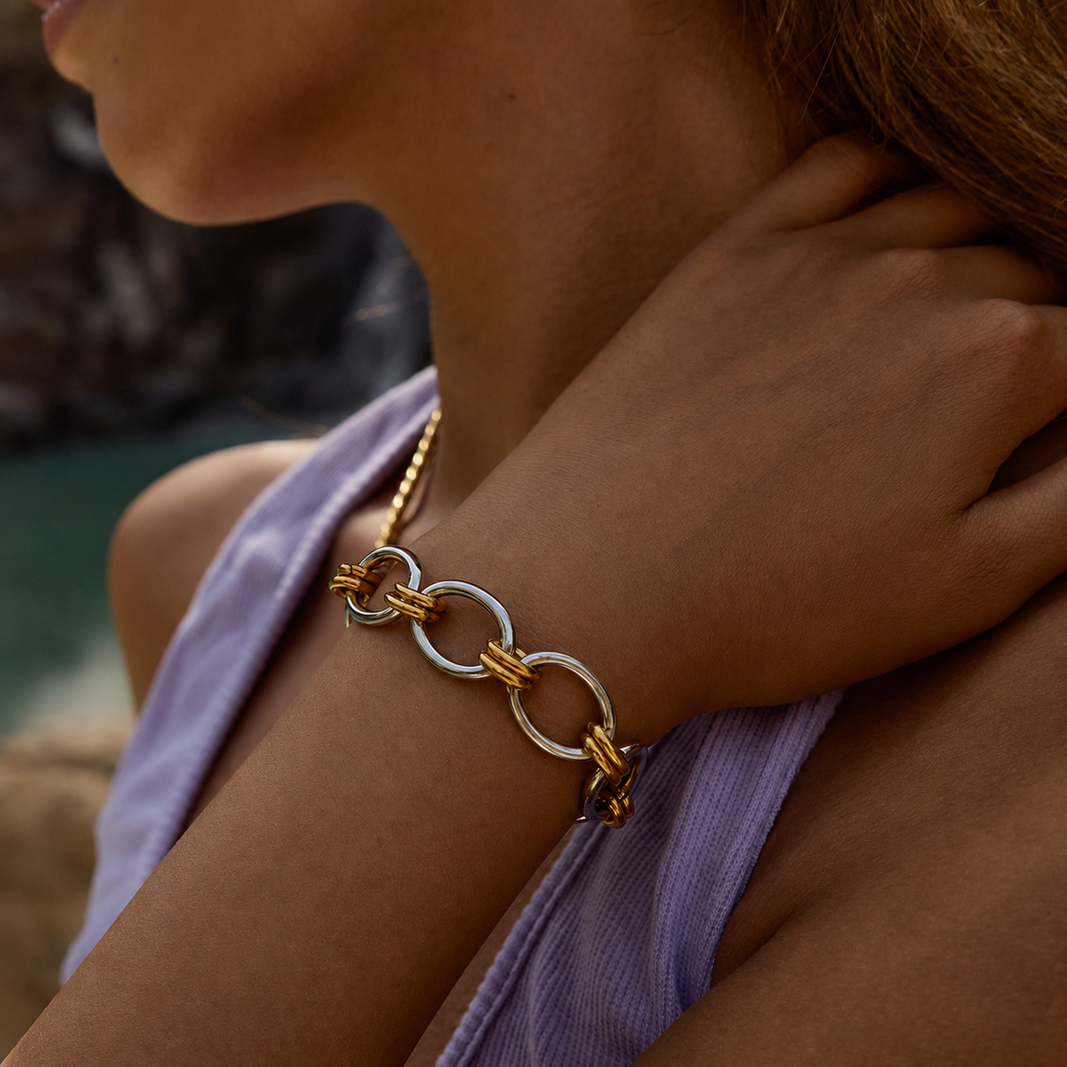Pulsera enlazada bicolor