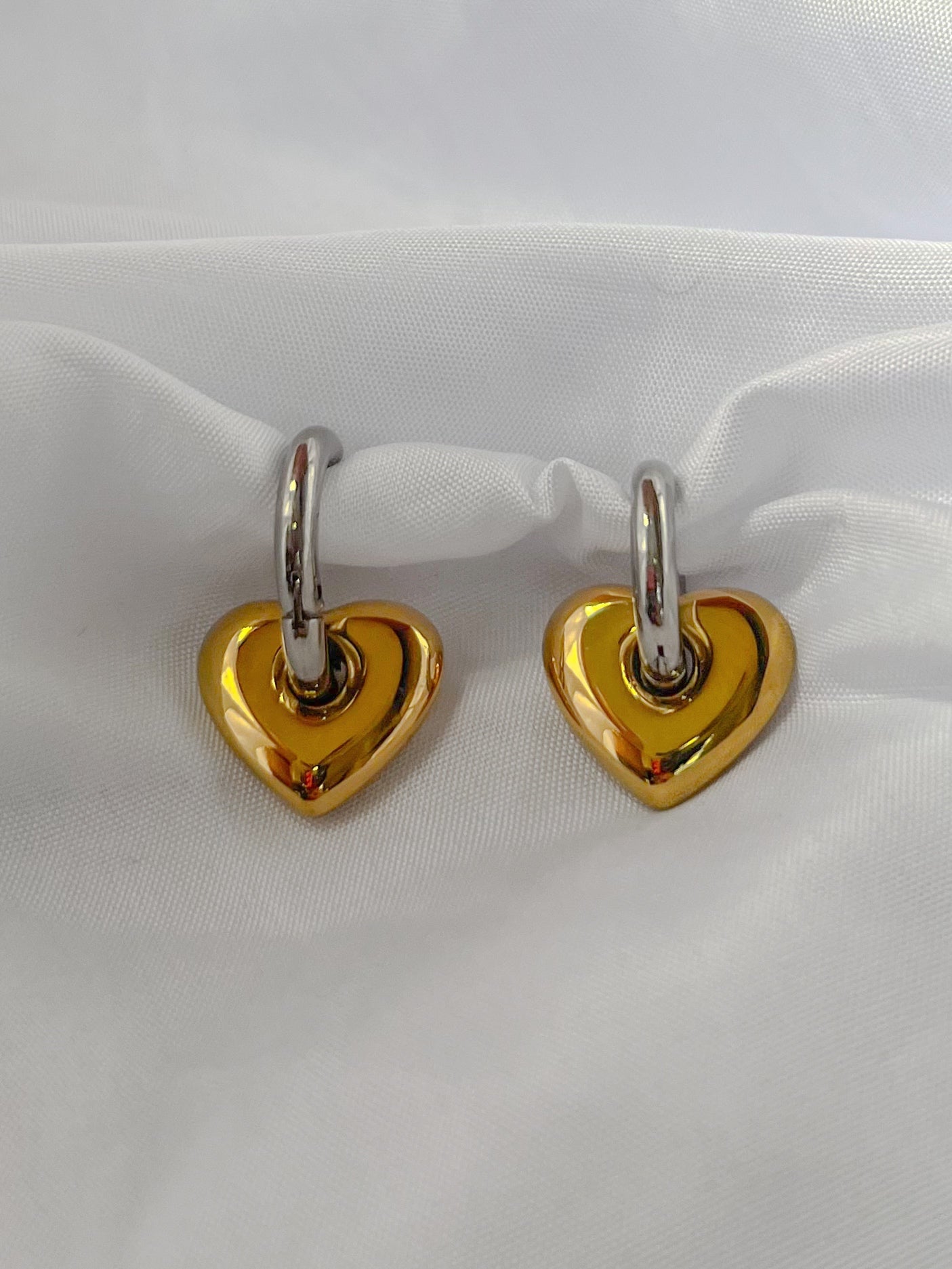 Hoops de corazón bicolor