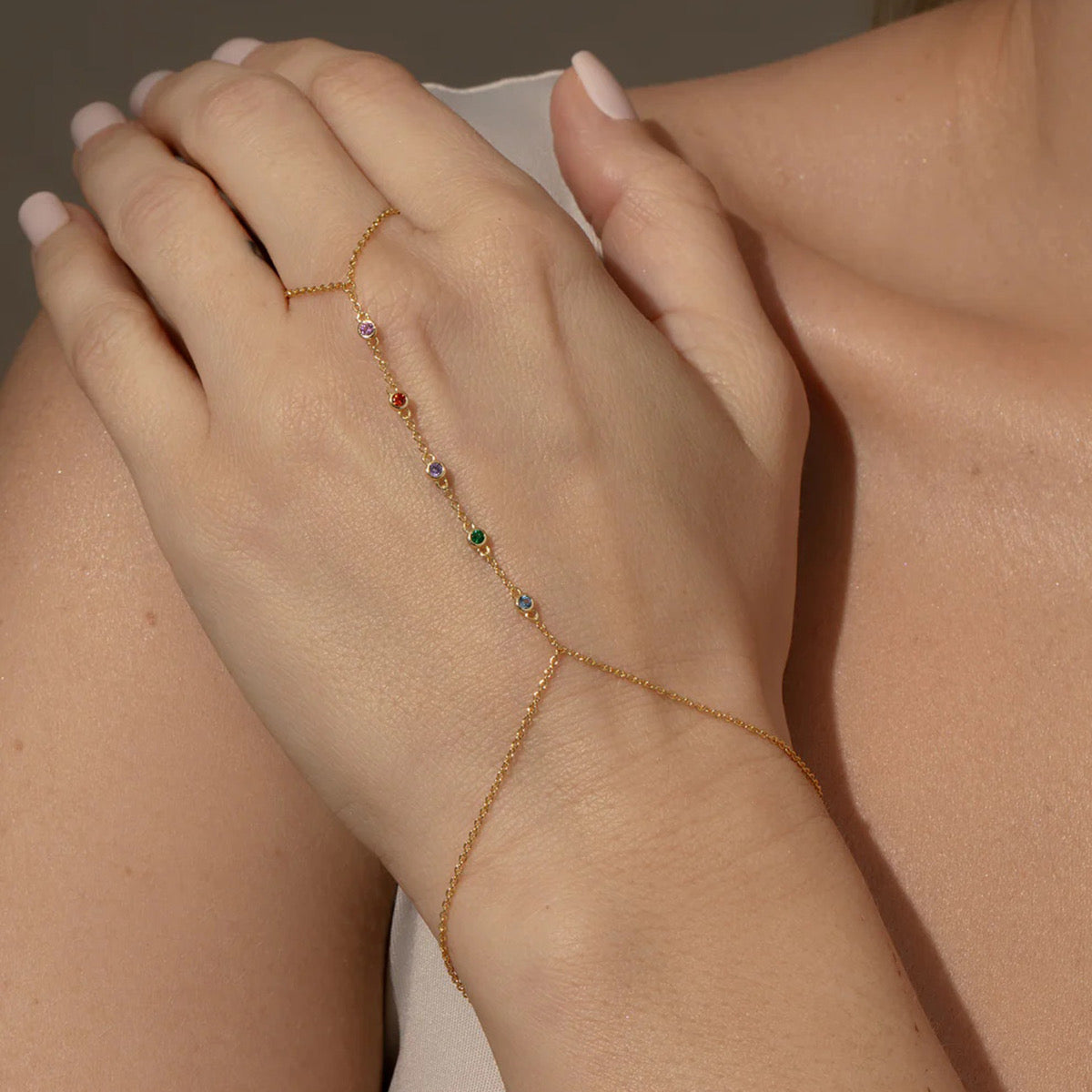 Pulsera con anillo zirconias de colores
