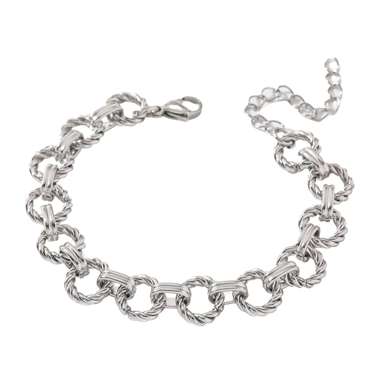 Pulsera eslabones circulares plateada