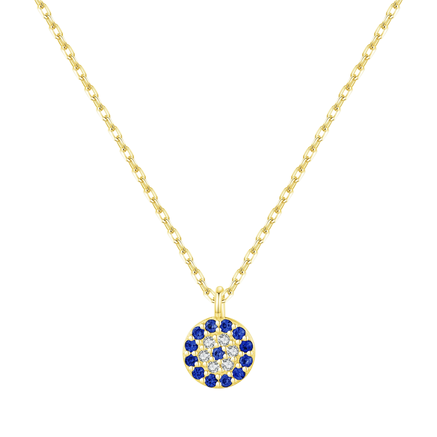 Collar ojo turco circular dorado