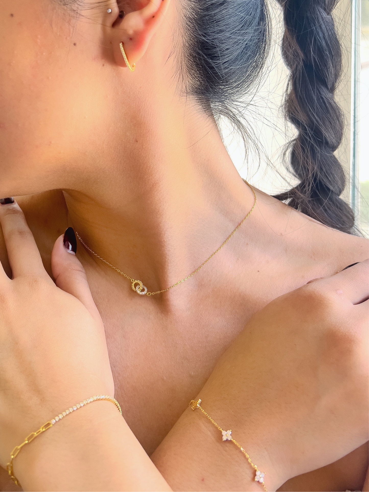 Pulsera flores de zirconias