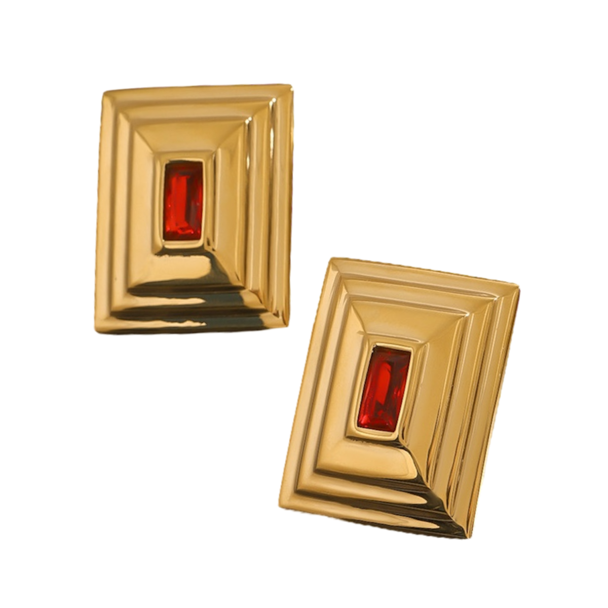 Aretes rectángulo rojo