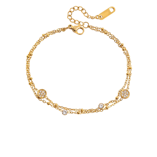 Pulsera doble con zirconias