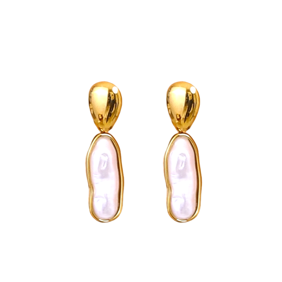 Aretes largos de perlas