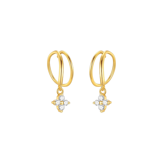Aretes flor de zirconia