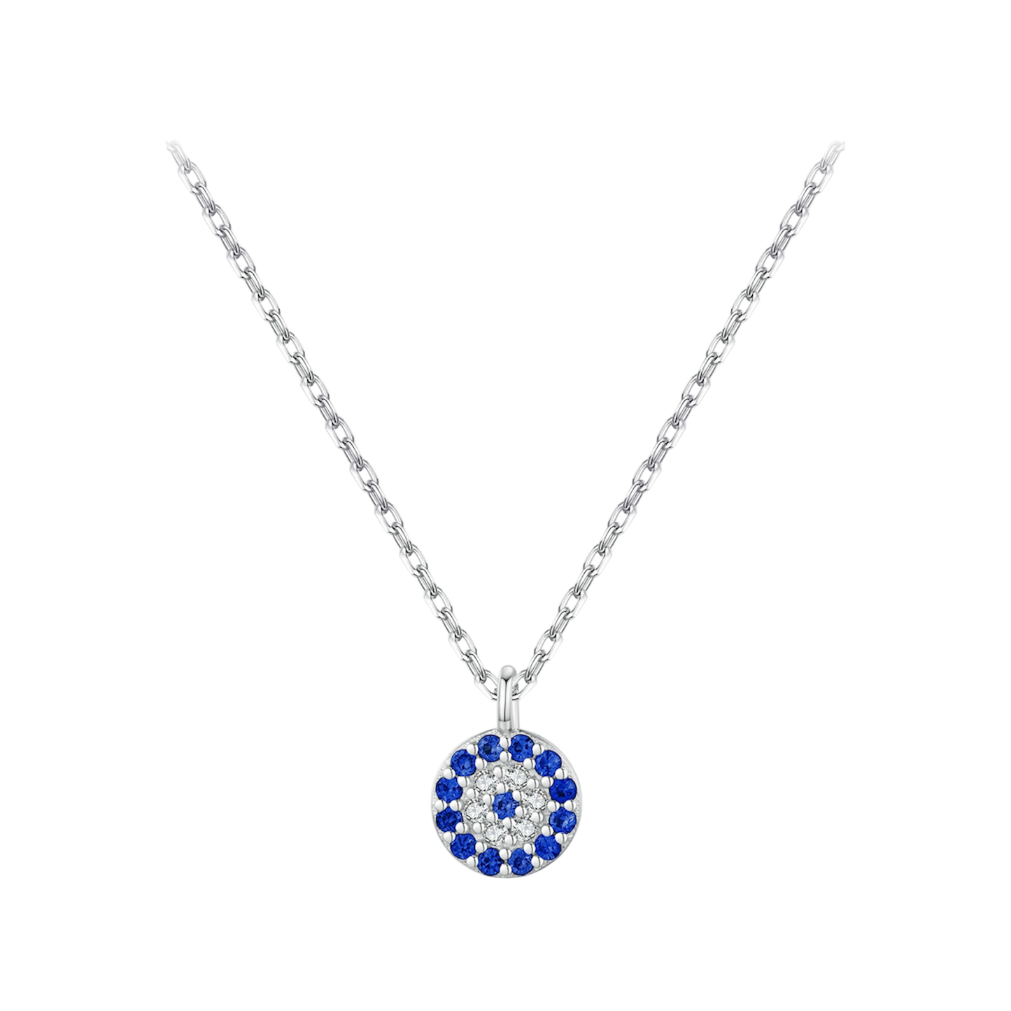 Collar ojo turco circular plateado