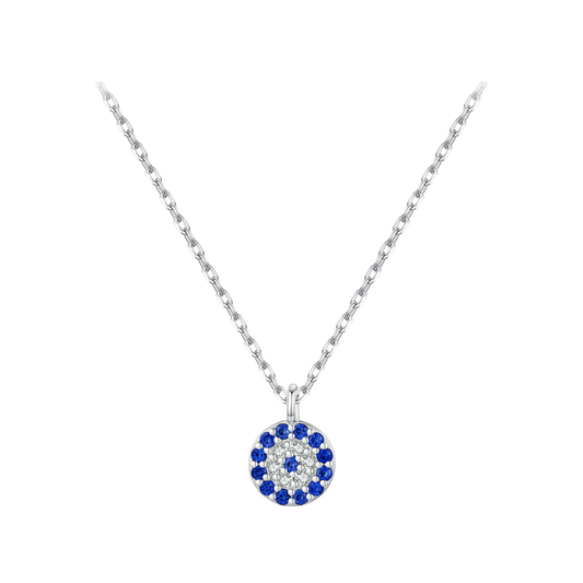 Collar ojo turco circular plateado