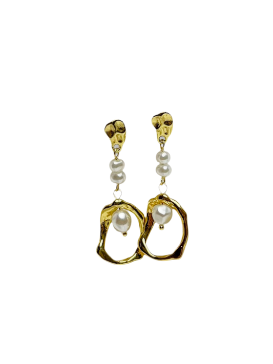 Aretes largos de perlas