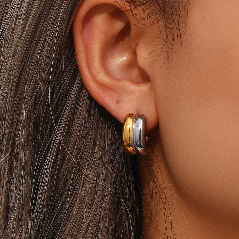 Aretes dobles bicolor