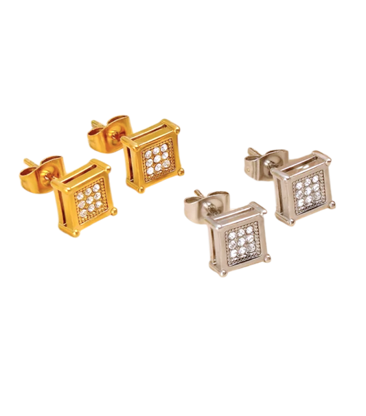 Aretes cuadrados con zirconias