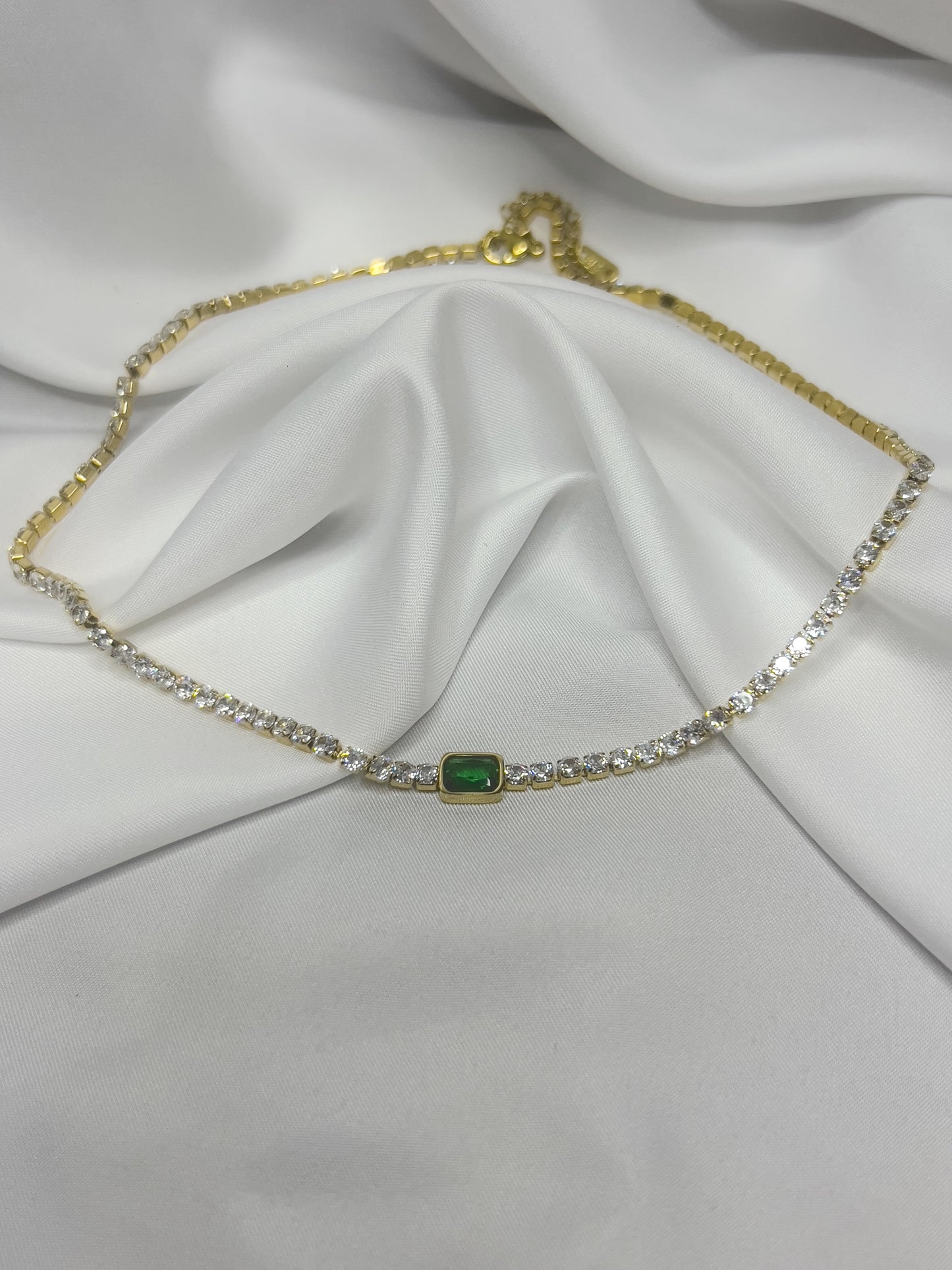 Emerald and Diamond tennis necklace A-iuvenis Store