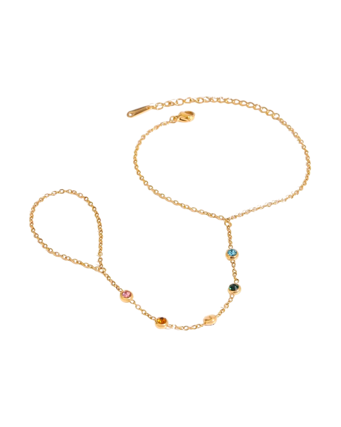 Pulsera con anillo zirconias de colores