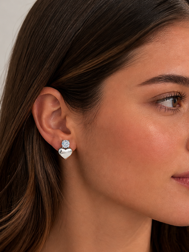 Aretes corazón con brillo