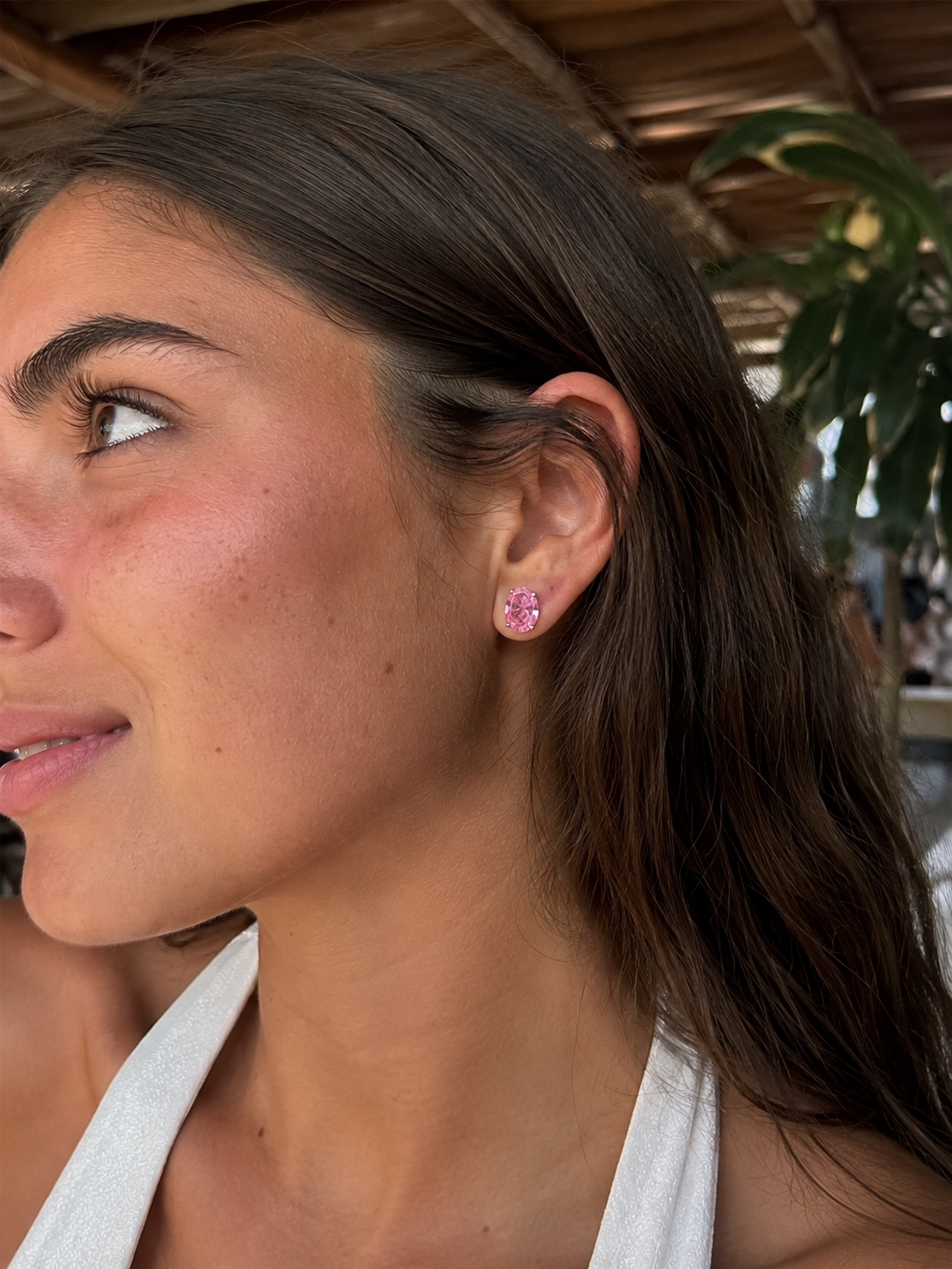 Aretes piedra rosa