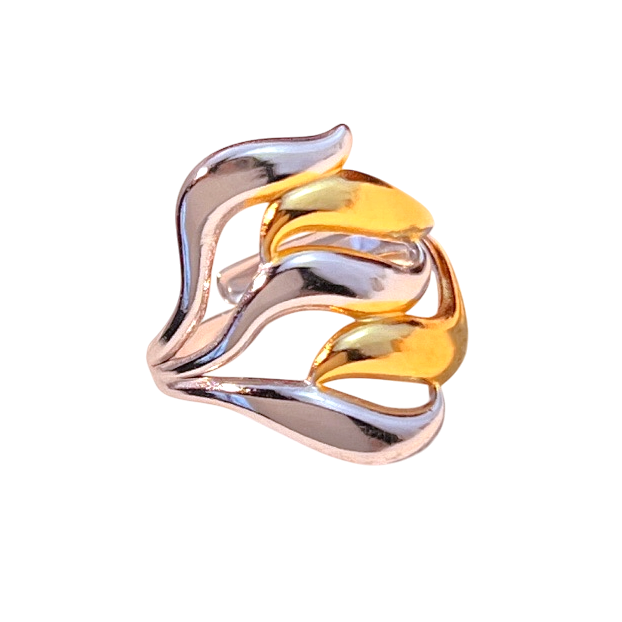 Anillo ondeado bicolor