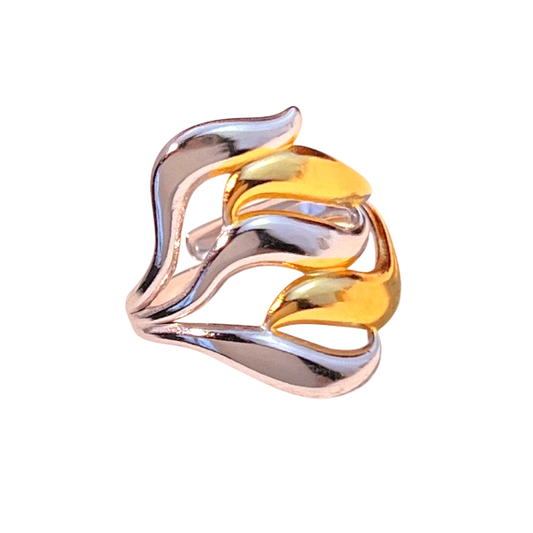 Anillo ondeado bicolor