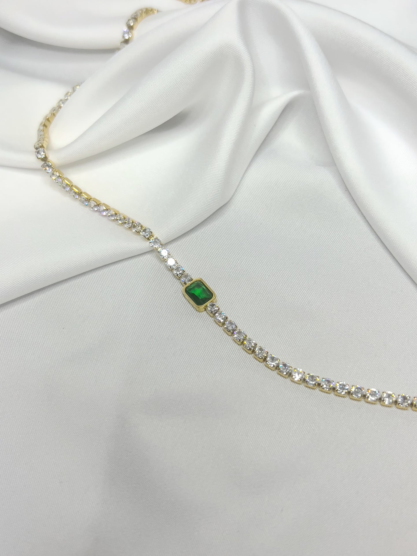 Emerald and Diamond tennis necklace A-iuvenis Store