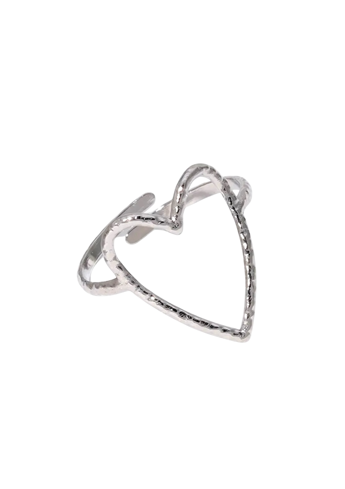 Anillo silueta de corazón plateado