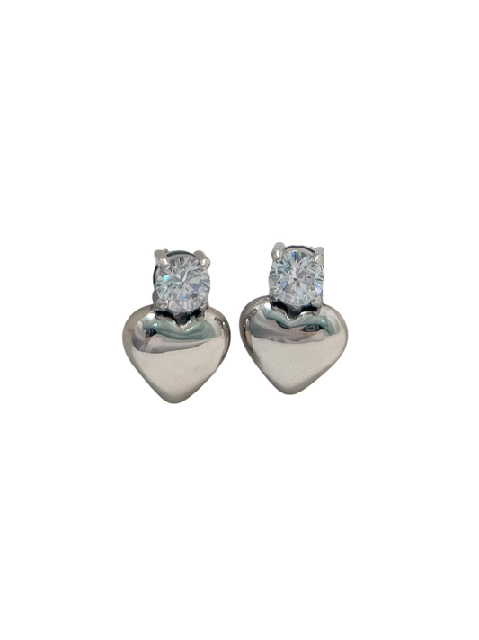 Aretes corazón con brillo