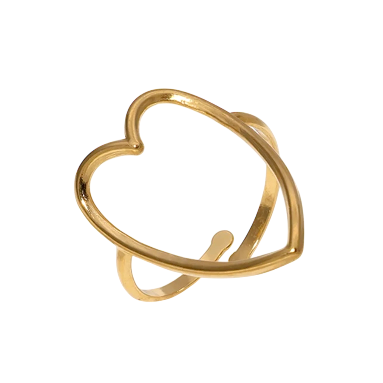 Anillo silueta de corazón dorado